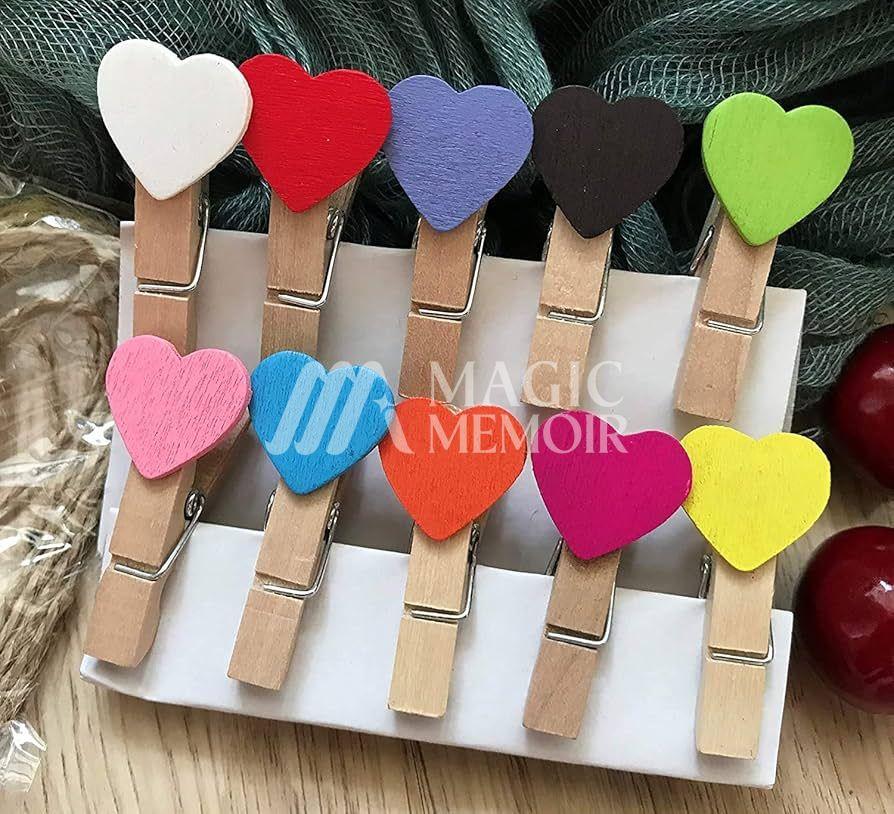 Heart Shape Wooden Clips