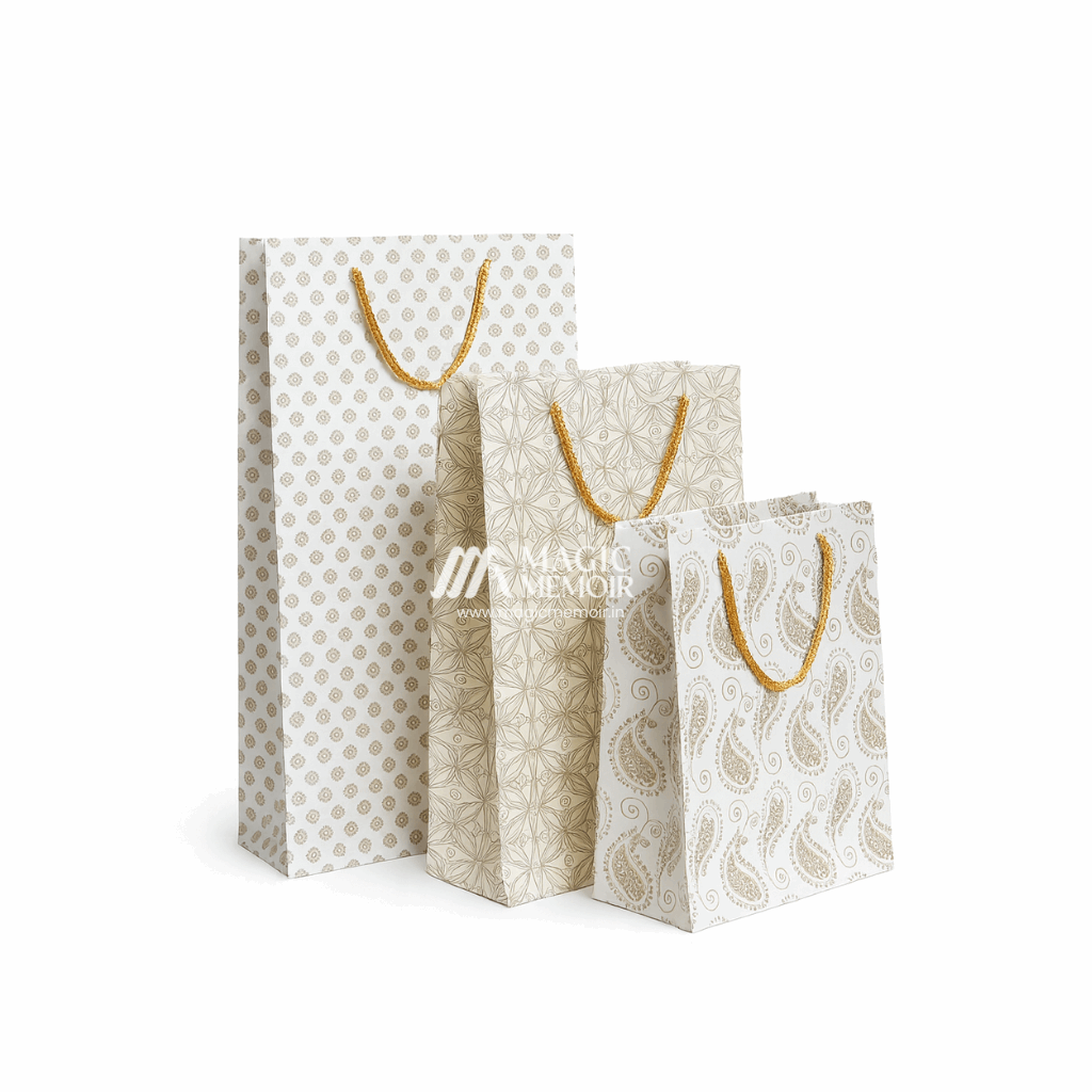 Gift Paper Bags – White Pattern