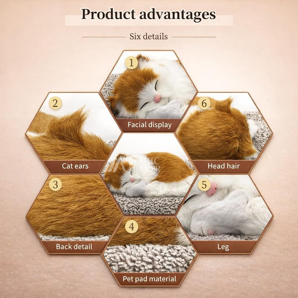 Sleeping Cats Plush Toy With Cat Sound