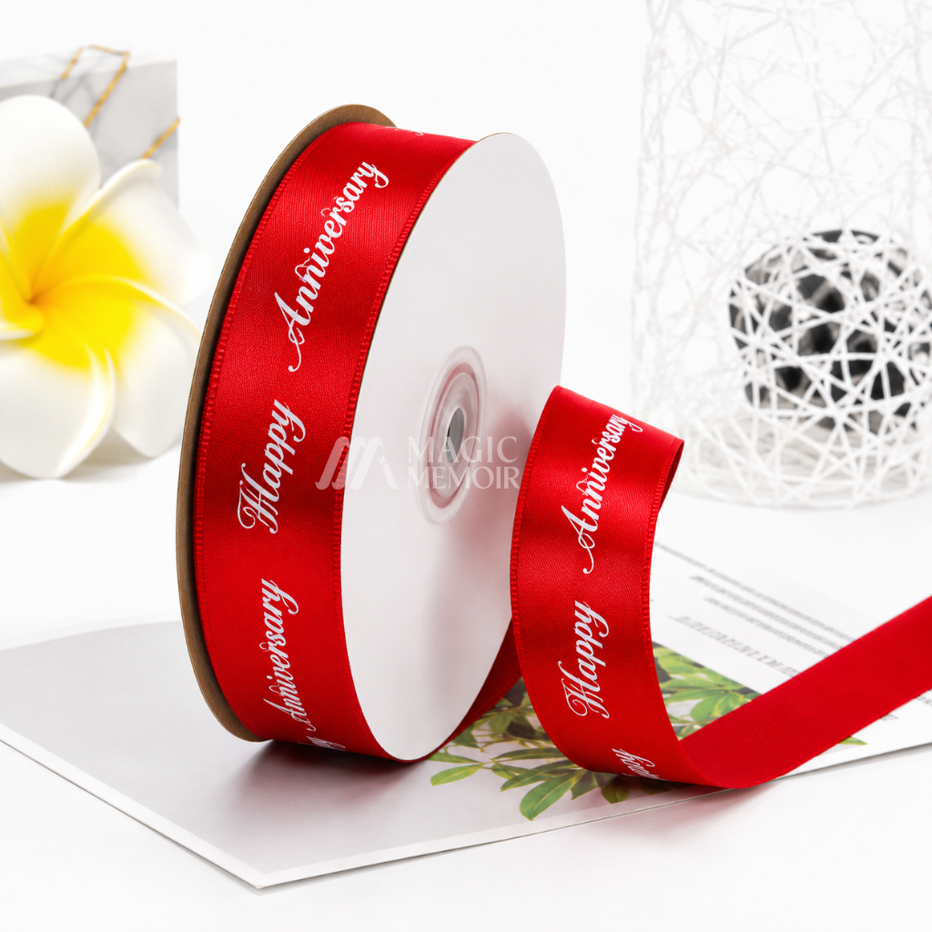 Wrapping Ribbon – "Happy Anniversary" (1 Inch)