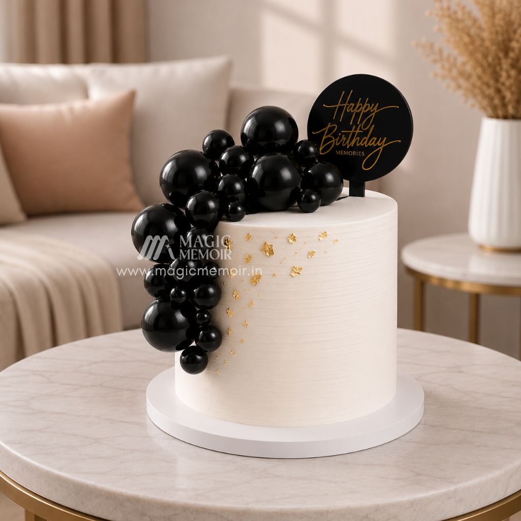Faux Ball Cake Topper - Black