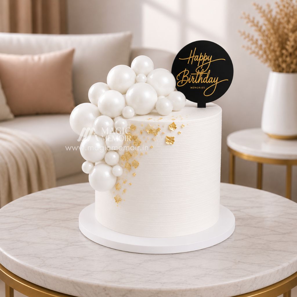 Faux Ball Cake Topper - White