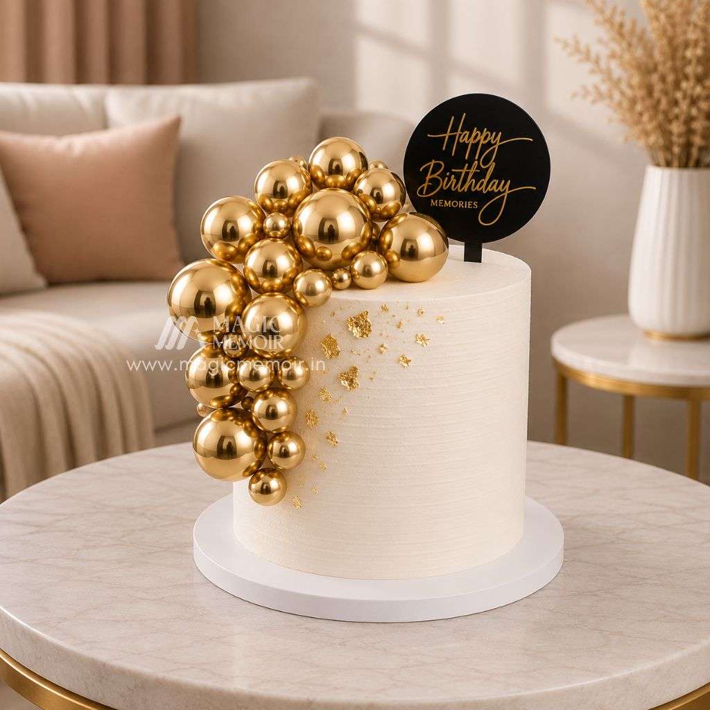 Faux Ball Cake Topper - Gold