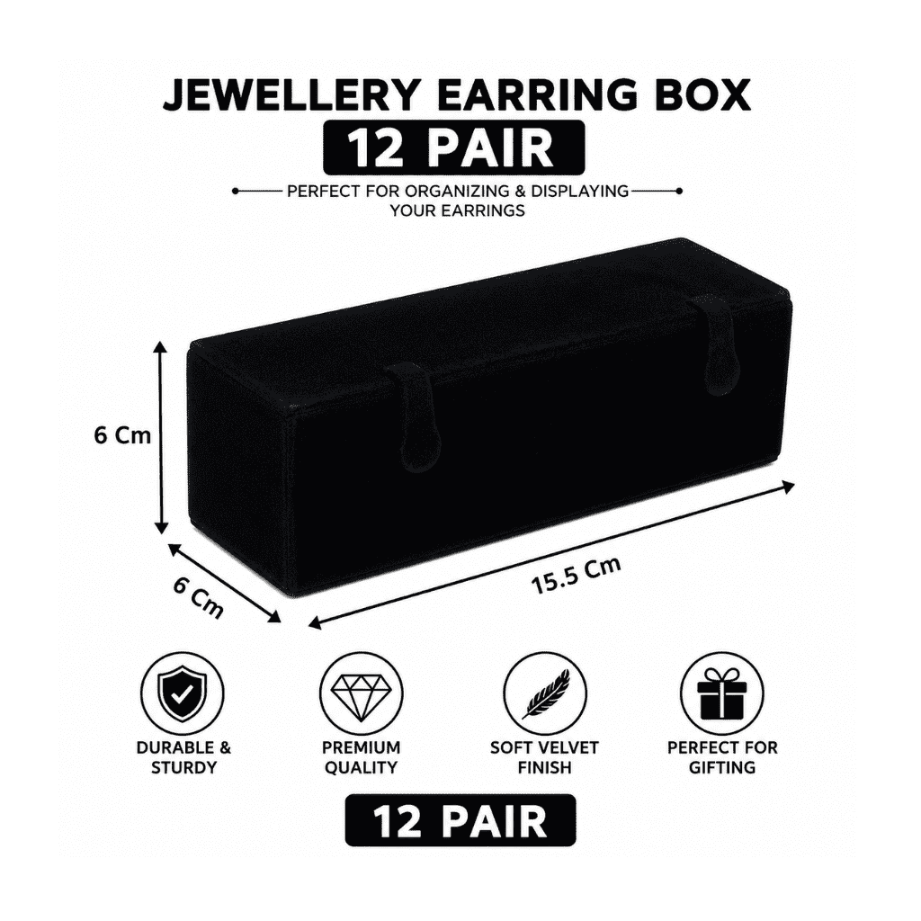 Jhumka Box Black - 12 Pairs