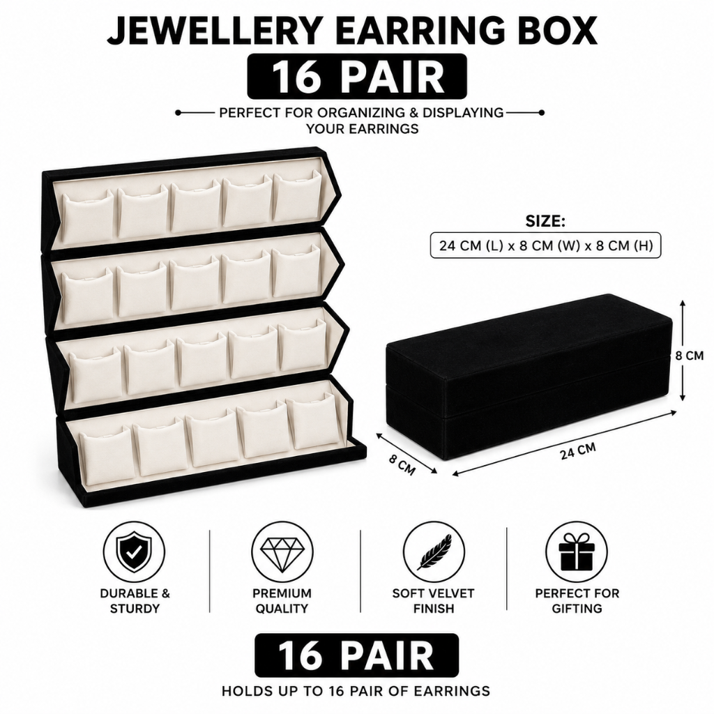 Jhumka Box Black – 16 Pairs