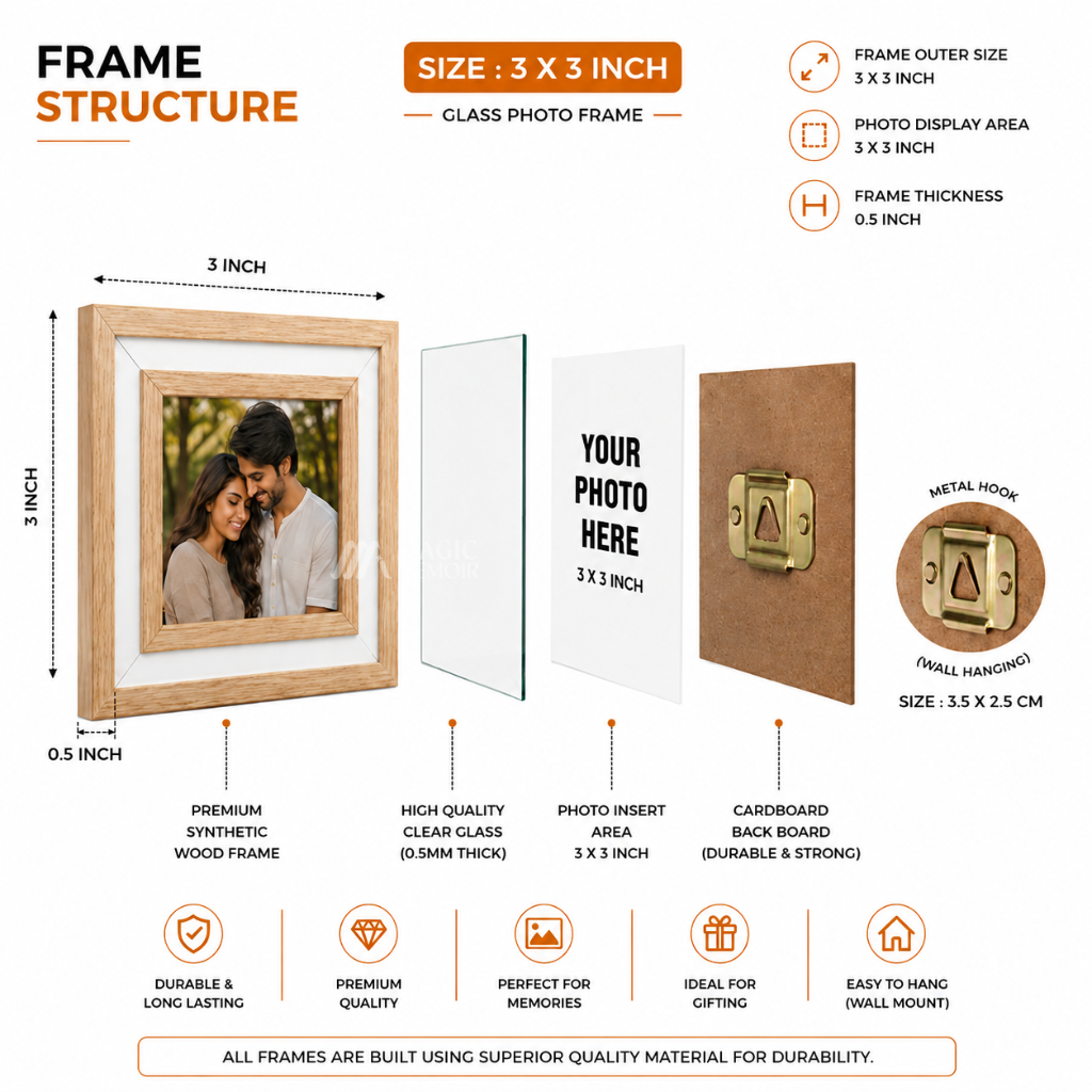 Photo Frame 3x3" - Glass