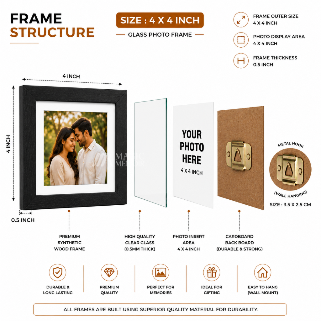 Photo Frame 4x4" - Glass