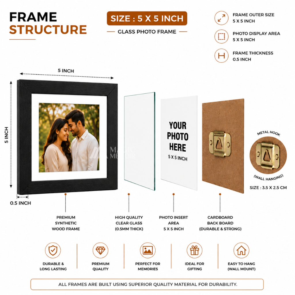 Photo Frame 5X5" - Glass