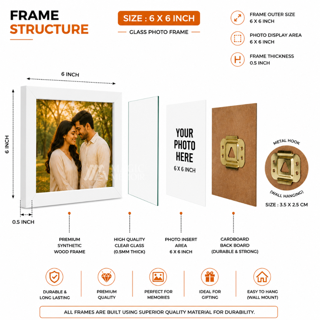 Photo Frame 6x6" - Glass