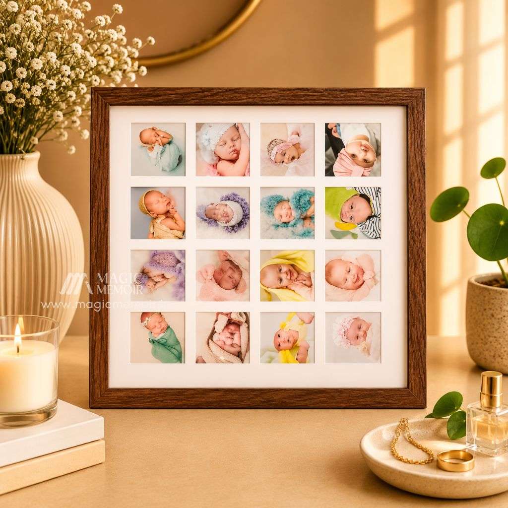 Baby Collage Frame 10x10" - Brown