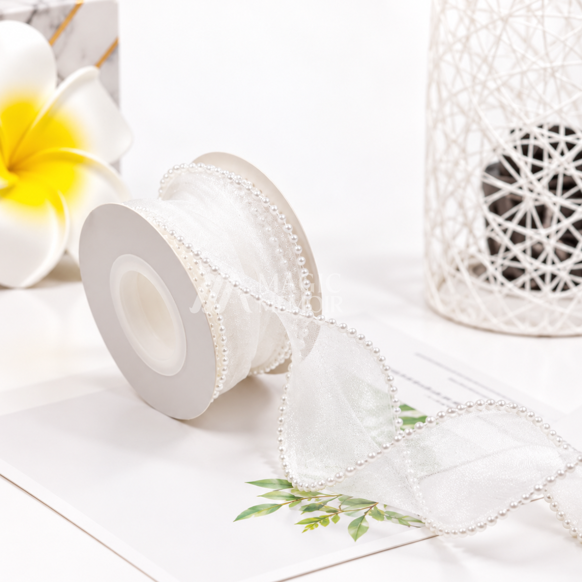 Pearl Ribbon 1.5" 5 Meters - White
