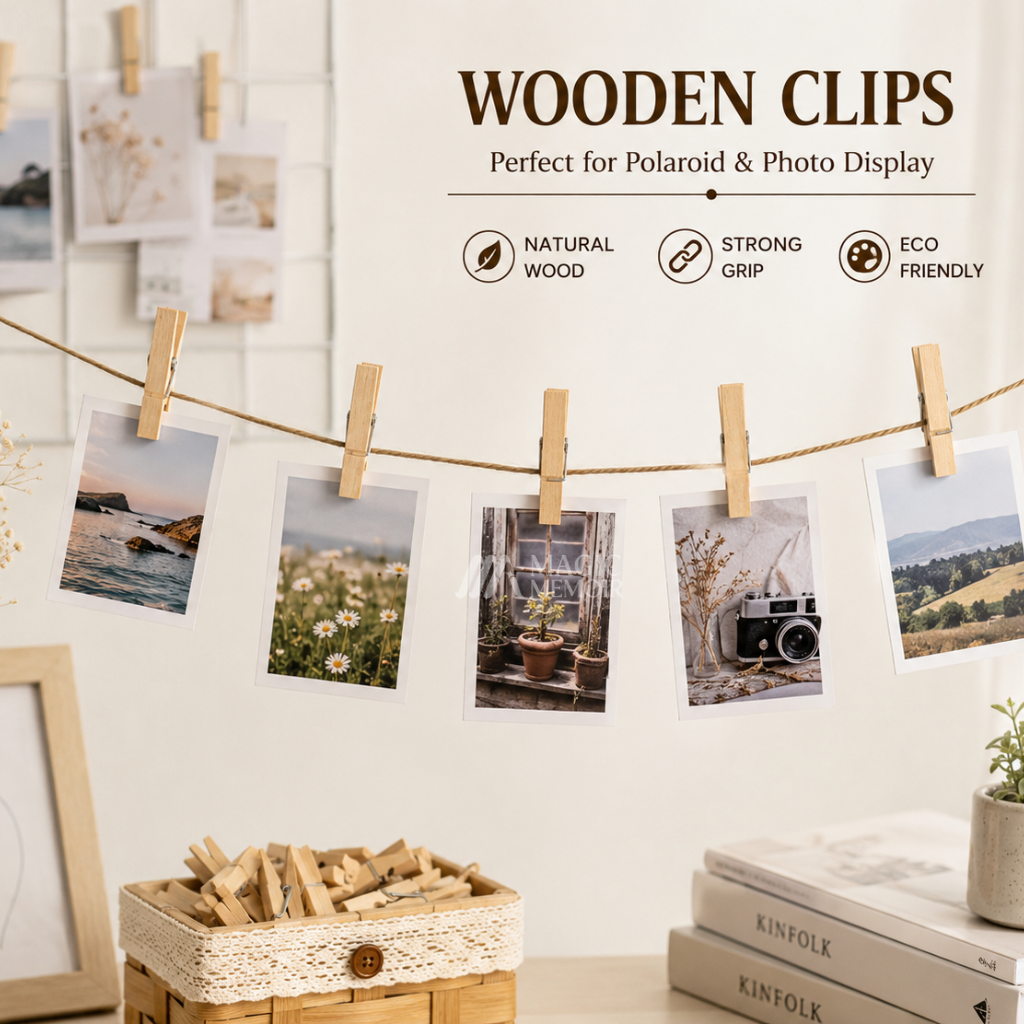Poloroid Wooden Clips- Packets