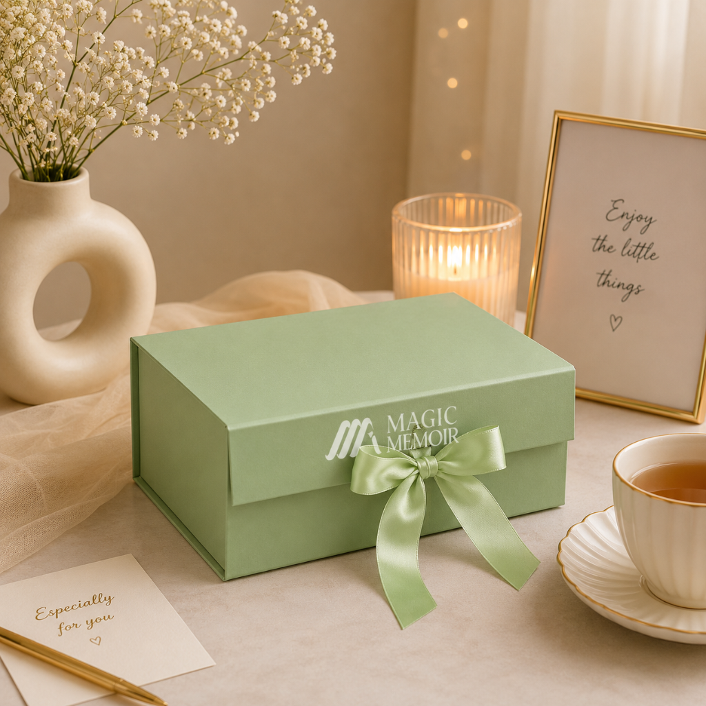 Ribbon Box 10x8x4" - PASTEL GREEN