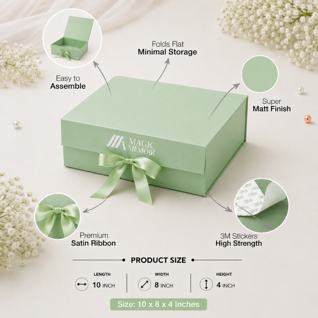 Ribbon Box 10x8x4" - PASTEL GREEN