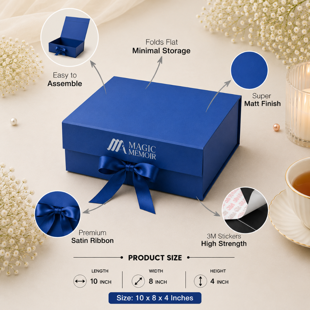 Ribbon Box Plain 10x8x4" - DARK BLUE