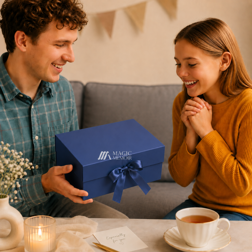 Ribbon Box Plain 10x8x4" - DARK BLUE