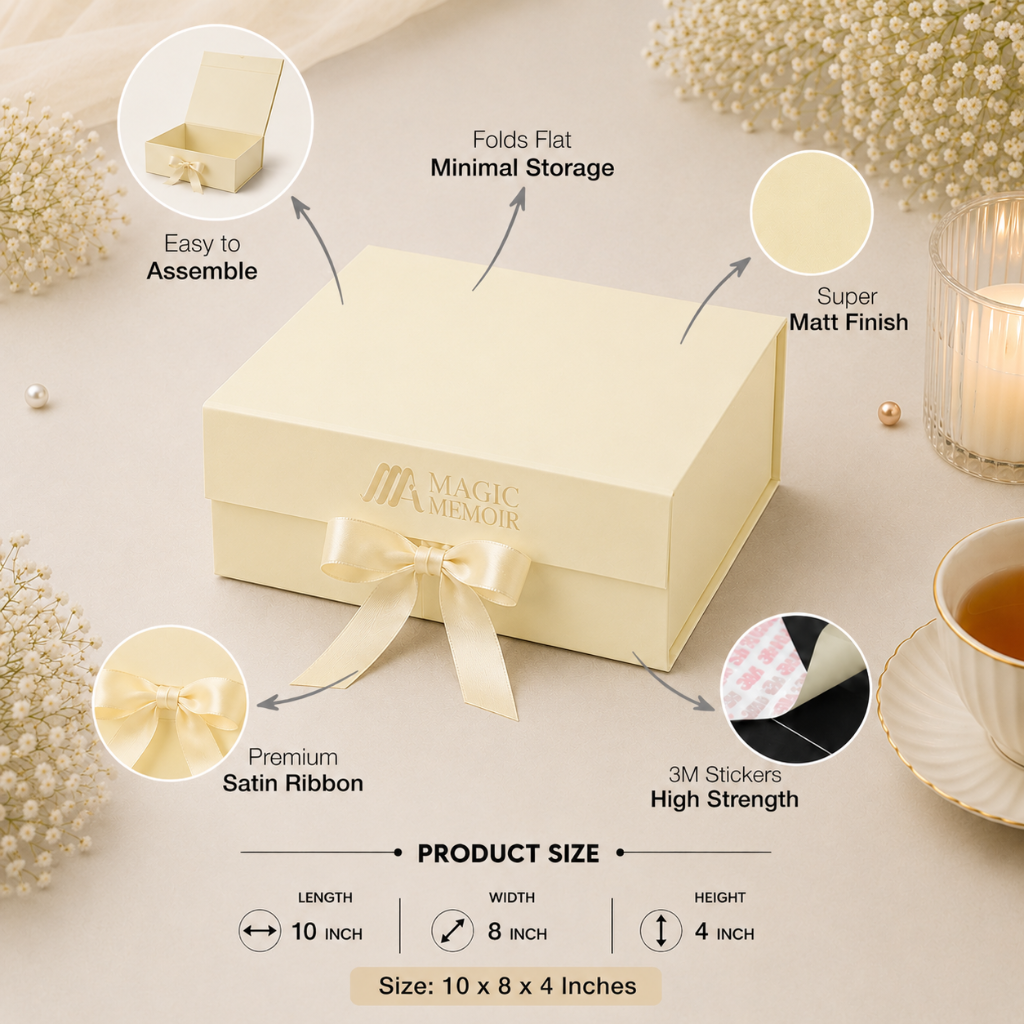 Ribbon Box 10x8x4" - CREAM