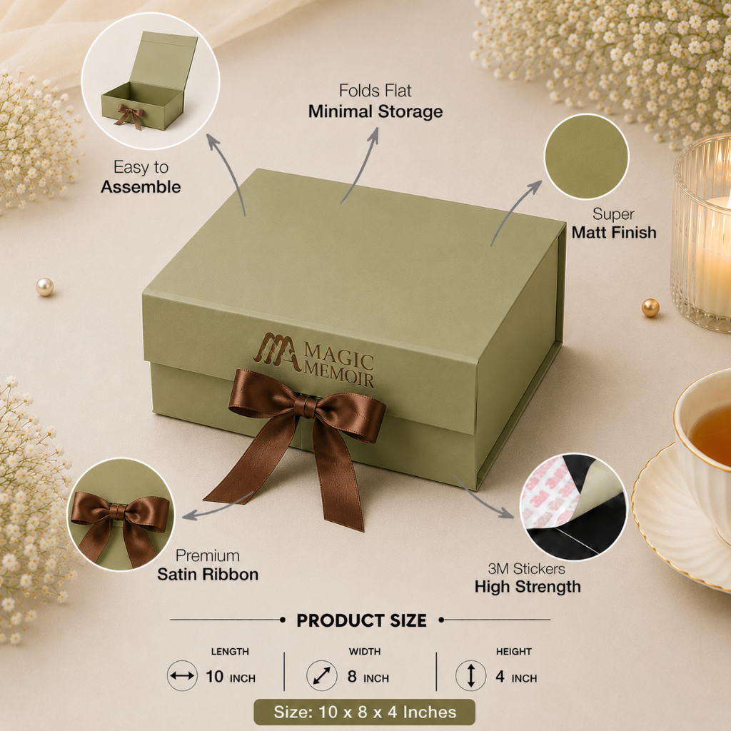 Ribbon Box 10x8x4" - DARK GREEN
