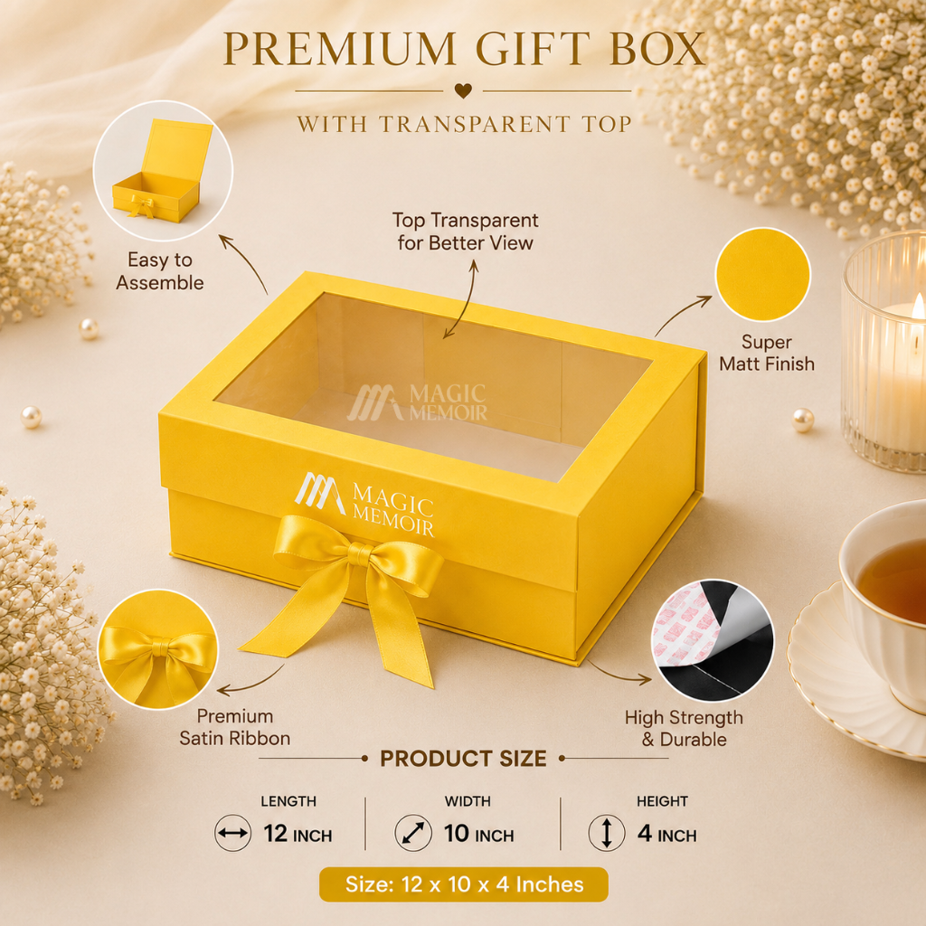 Ribbon Box Window 12x10x4" - Yellow