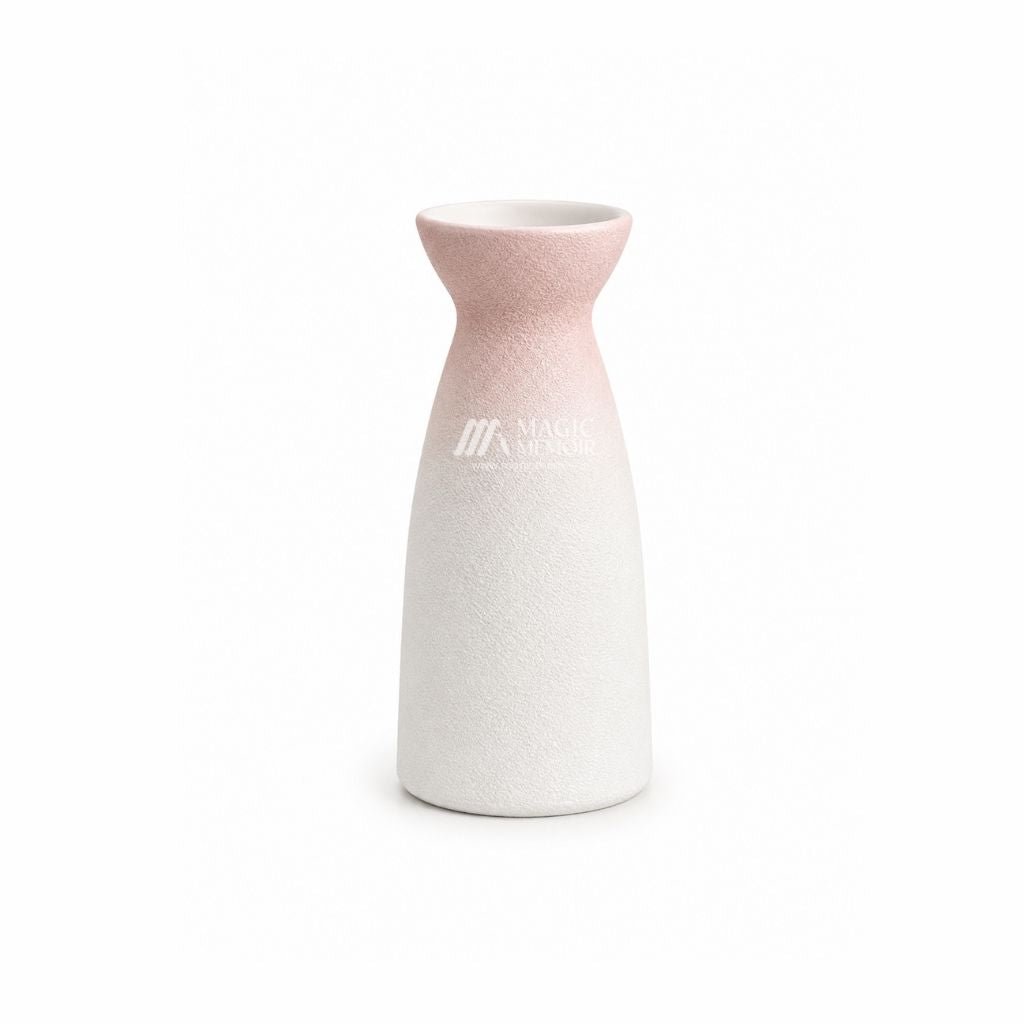 Minimal Gradient Ceramic Vase – Pink & White - Magic Memoir