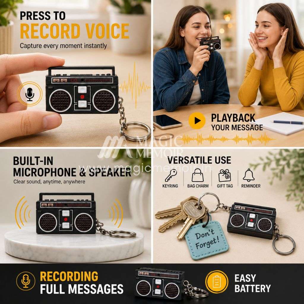 Vintage Mini Radio Cassette Player Keychain