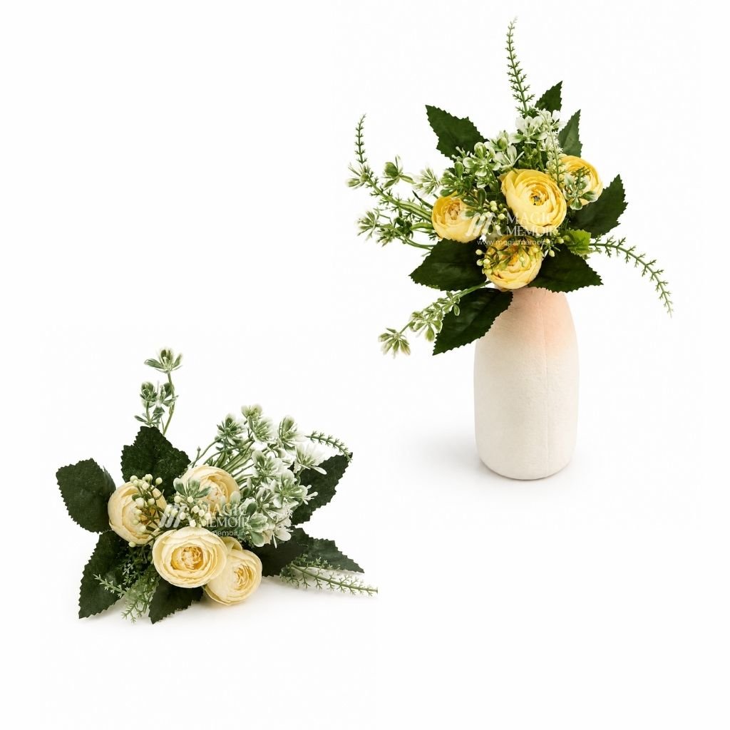 Artificial Flower Bunch - Yellow Rose - Magic Memoir