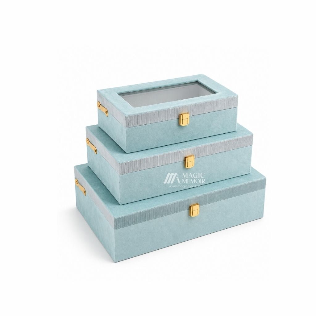 Trunk Boxes Velvet - Pastel Blue - Magic Memoir