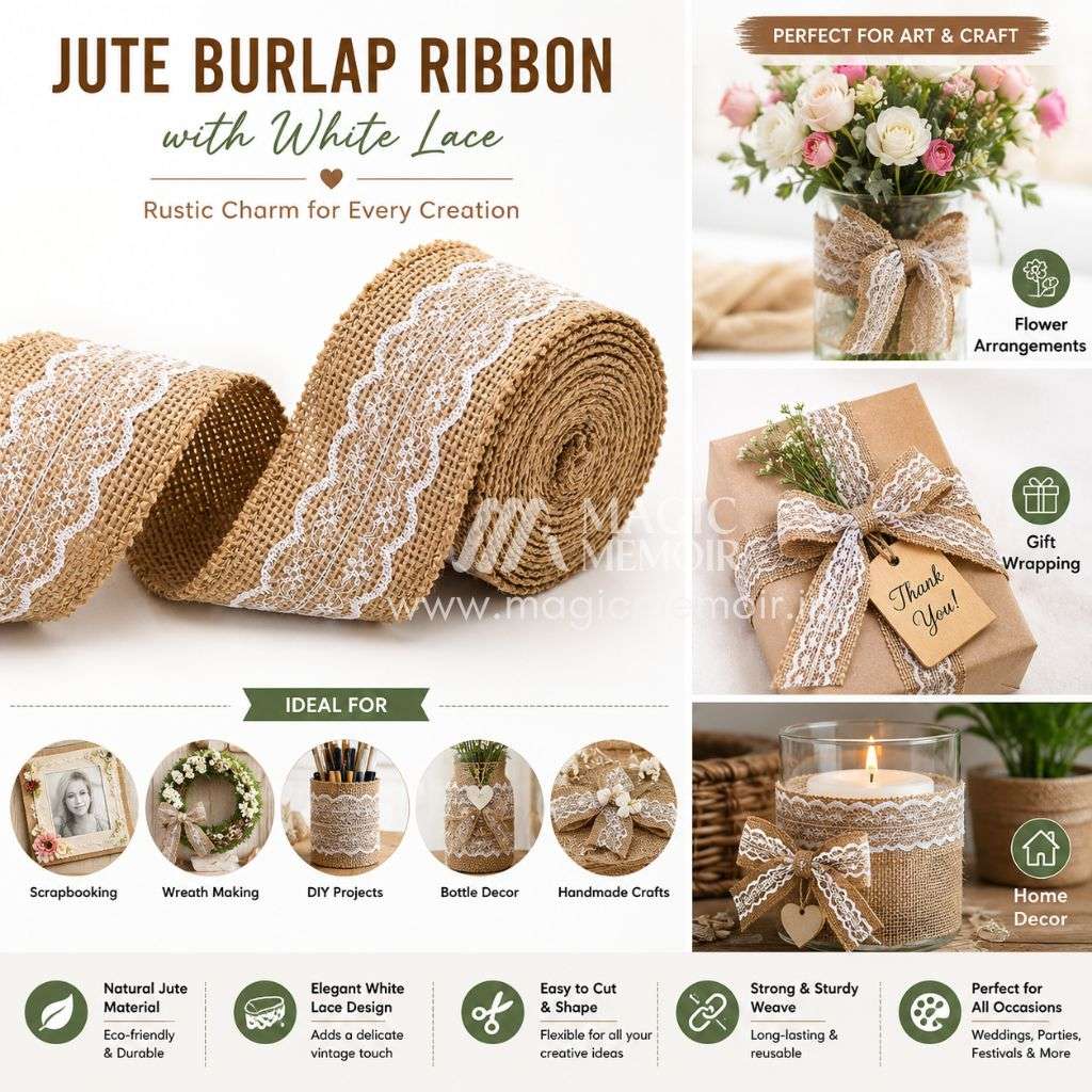 Jute Lace Ribbon Rolls 10 Mtr