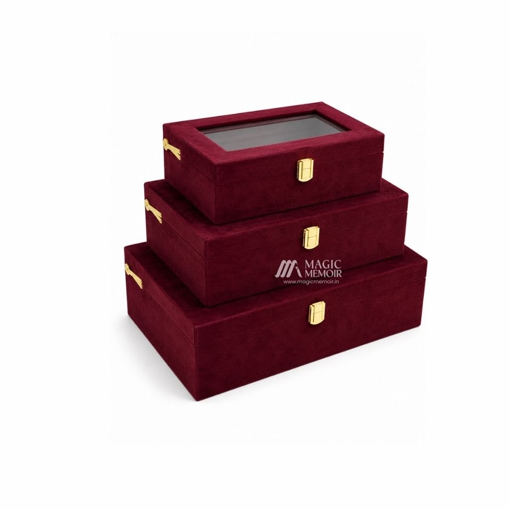 Trunk Boxes Velvet - Meroon - Magic Memoir