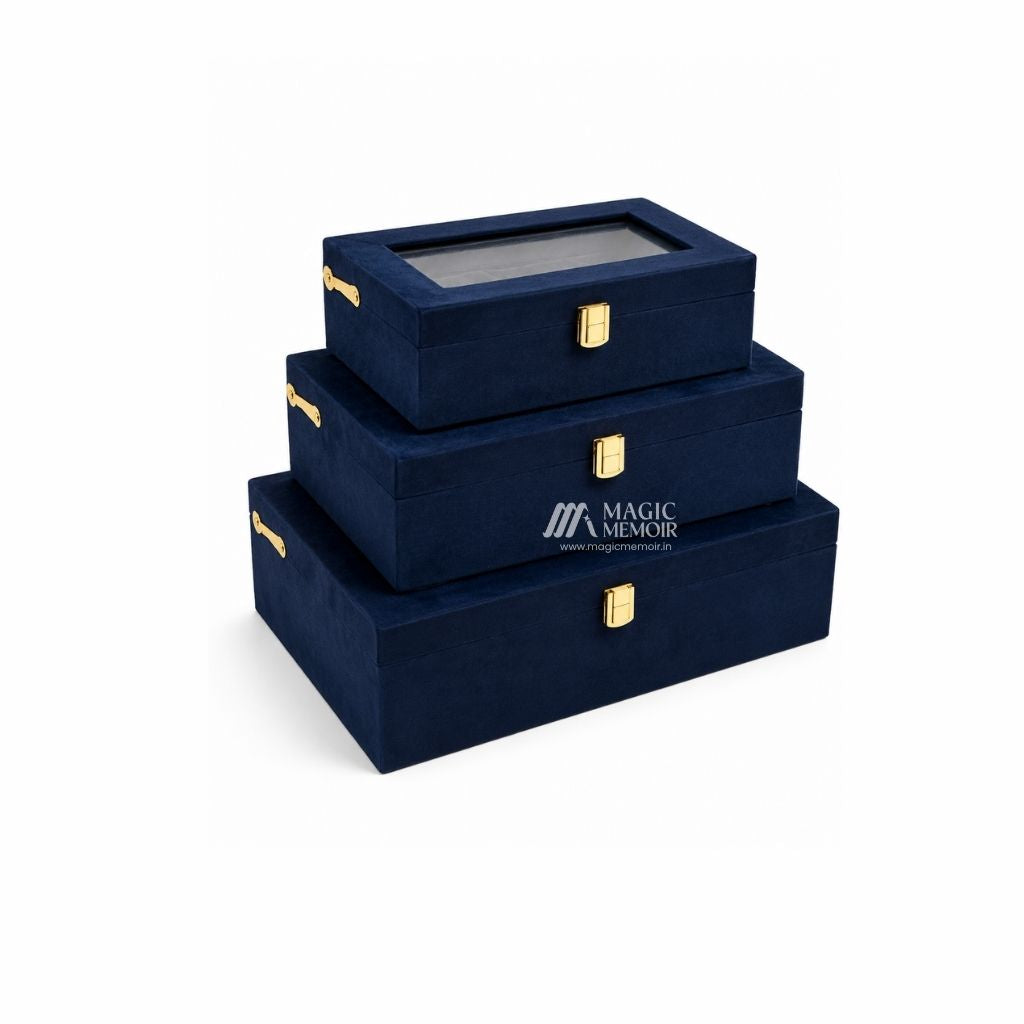 Trunk Boxes Velvet - Dark Blue