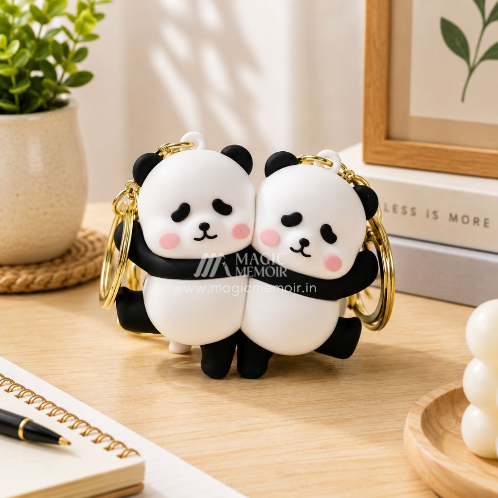 Magnetic Couple Keychain Set - Sitting Panda