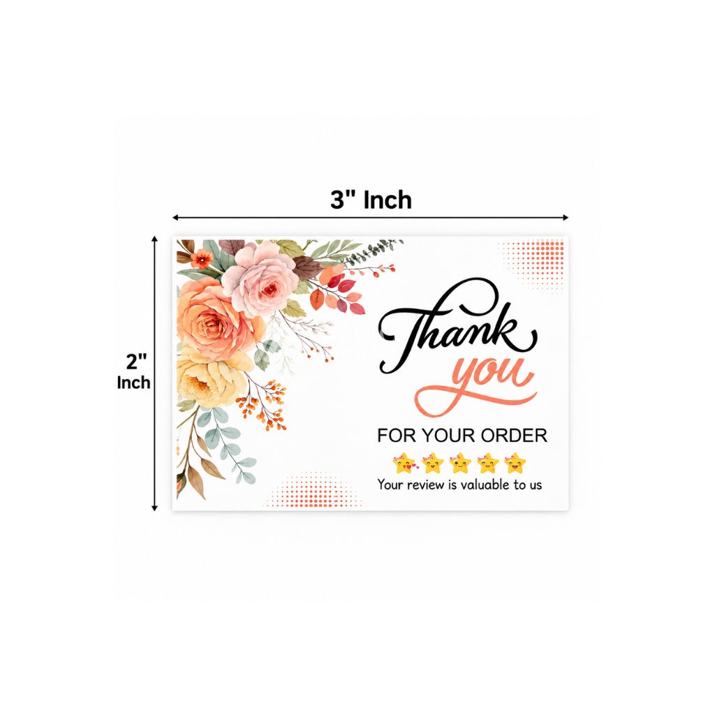 Floral Thank You Card – 3 × 2 Inch (1 Pc)