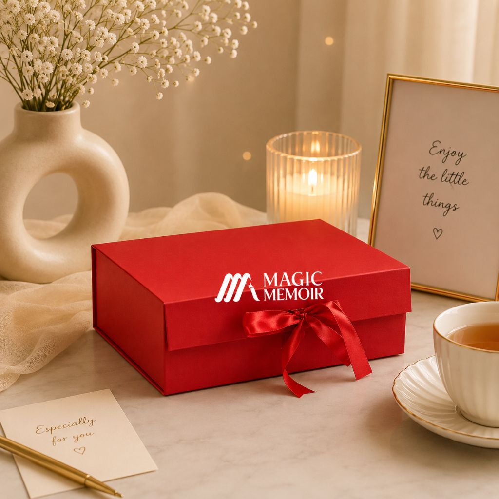 Ribbon Box Plain 12x10x4" - Red