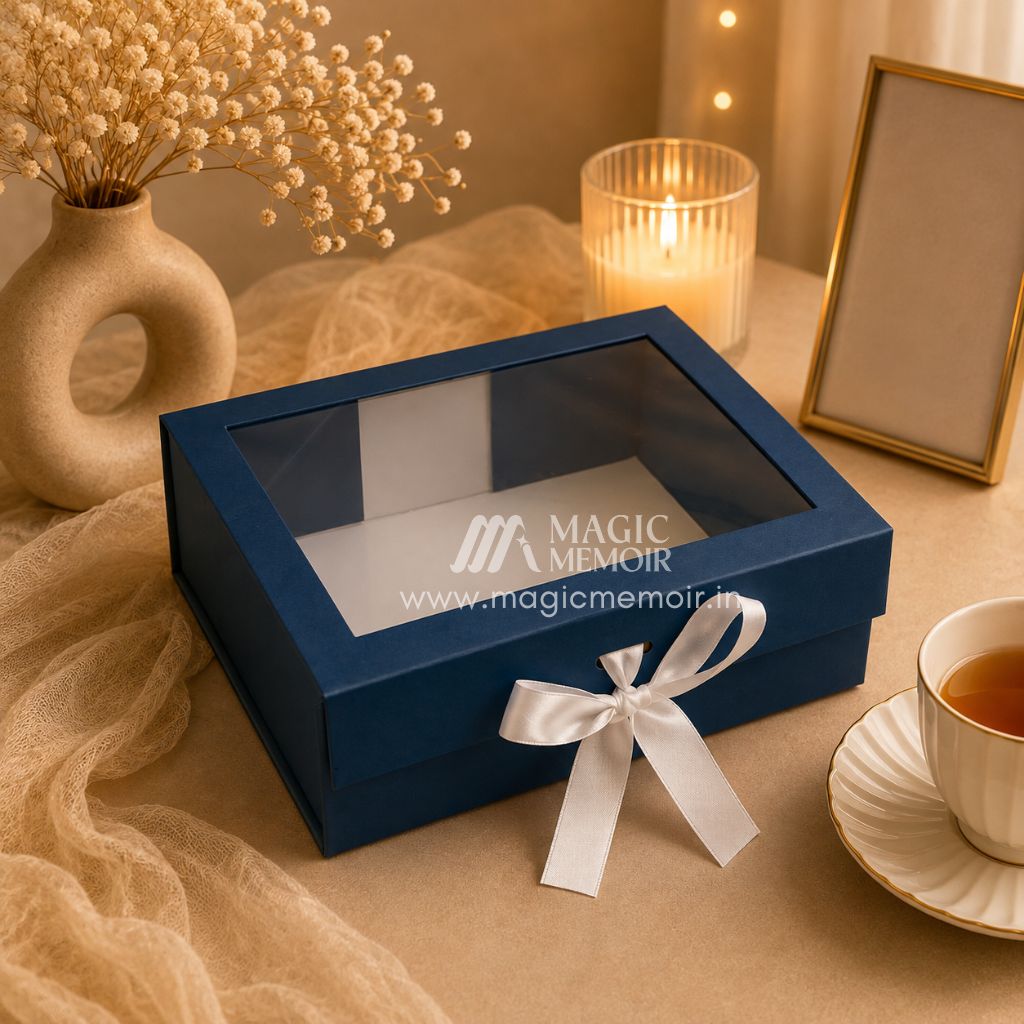Ribbon Box Window 12x10x4" - Blue