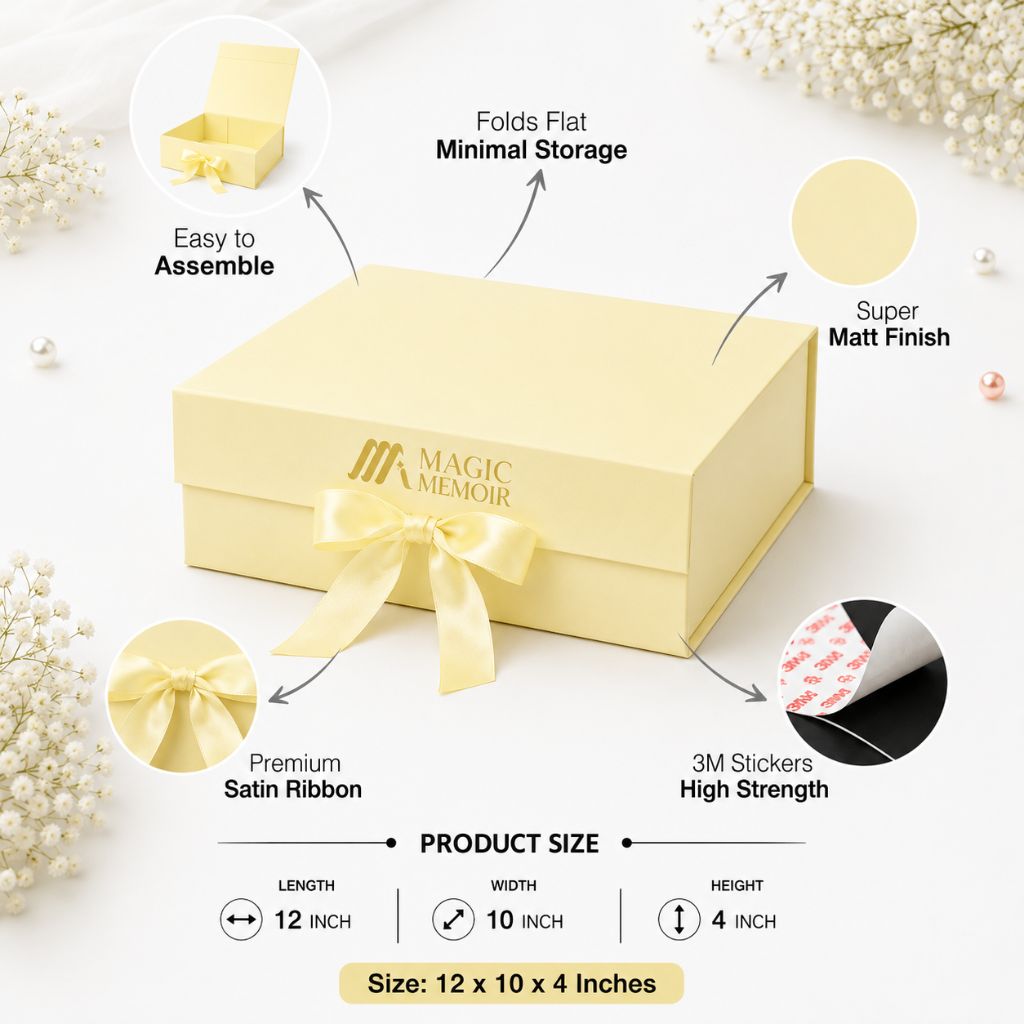 Ribbon Box Plain 12x10x4" - Cream