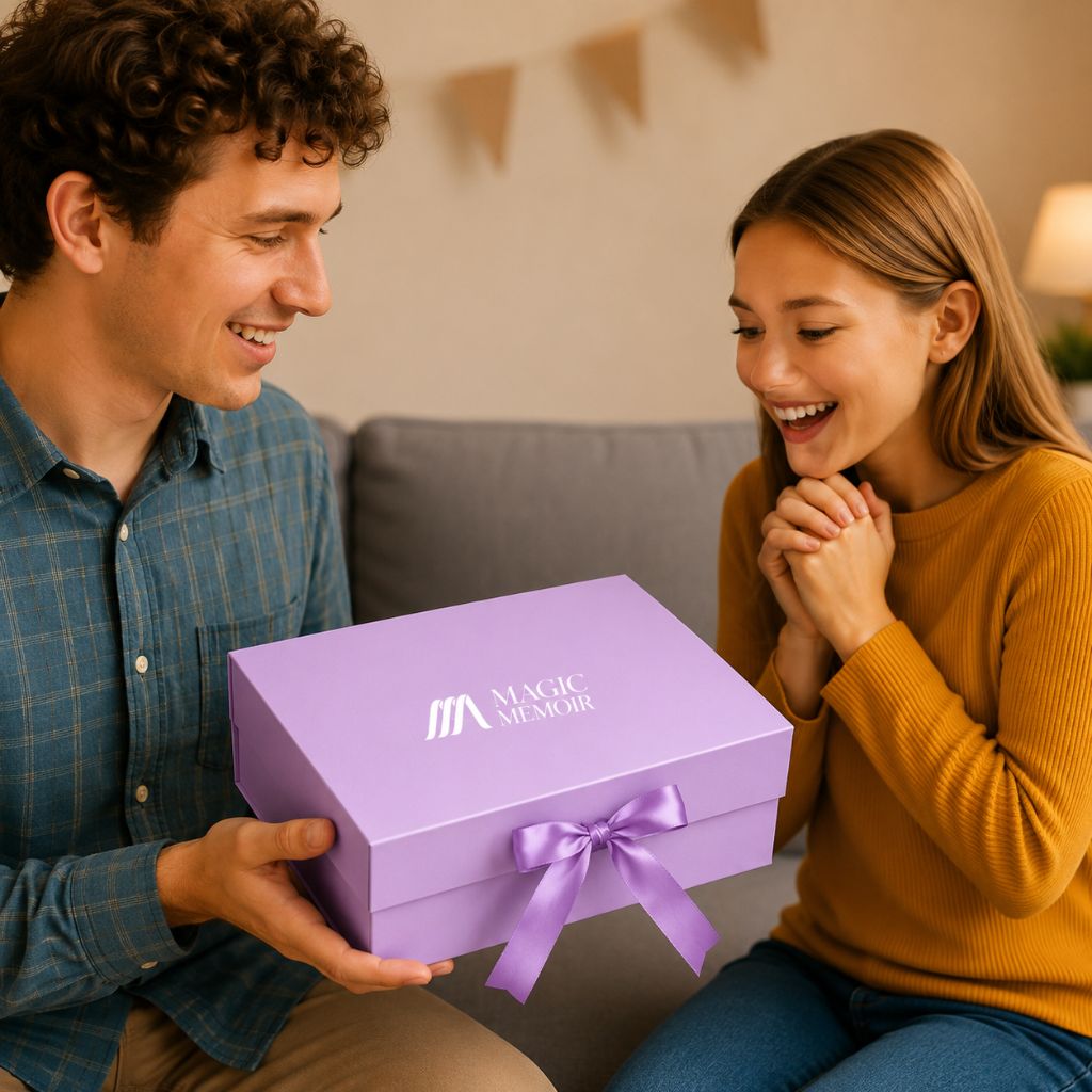 Ribbon Box Plain 12x10x4" - Purple