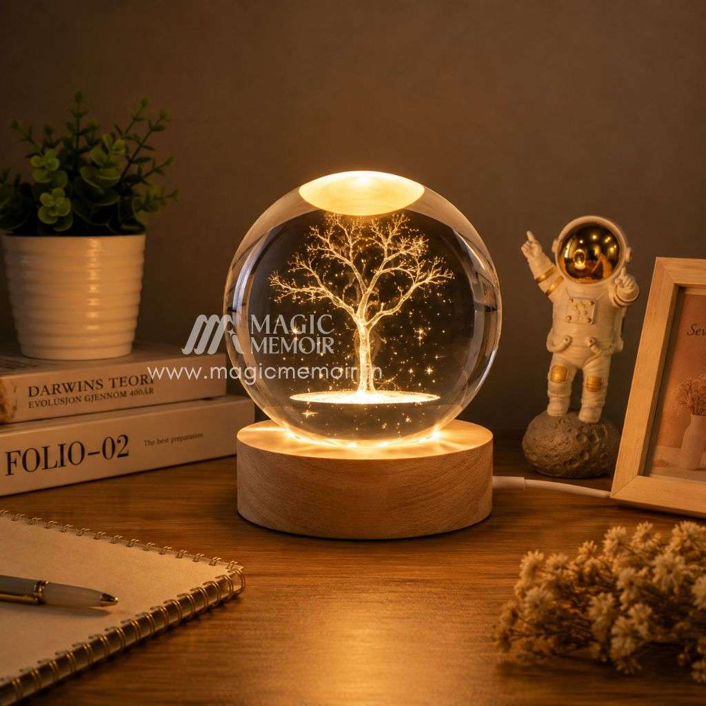 3D Crystal Ball Night Lamp – Assorted Design