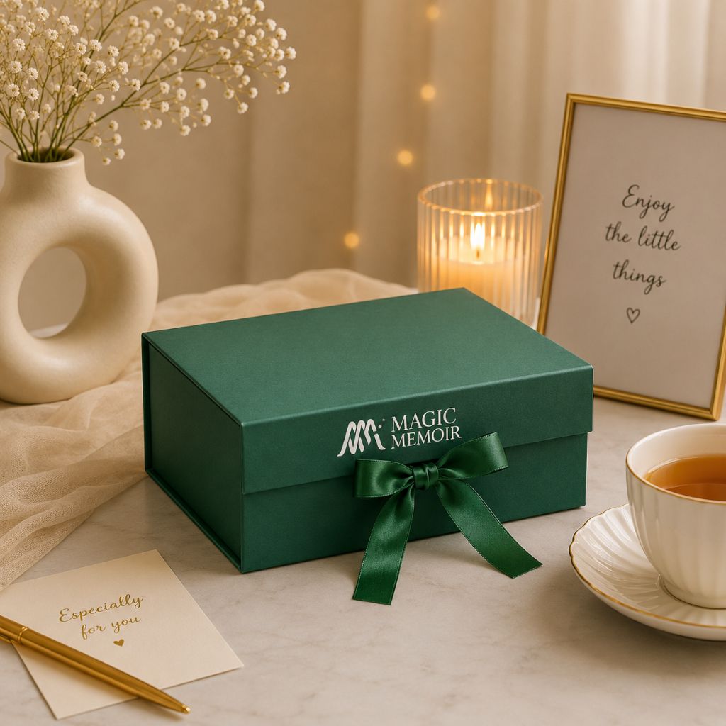 Ribbon Box Plain 10x8x4" - Dark Green