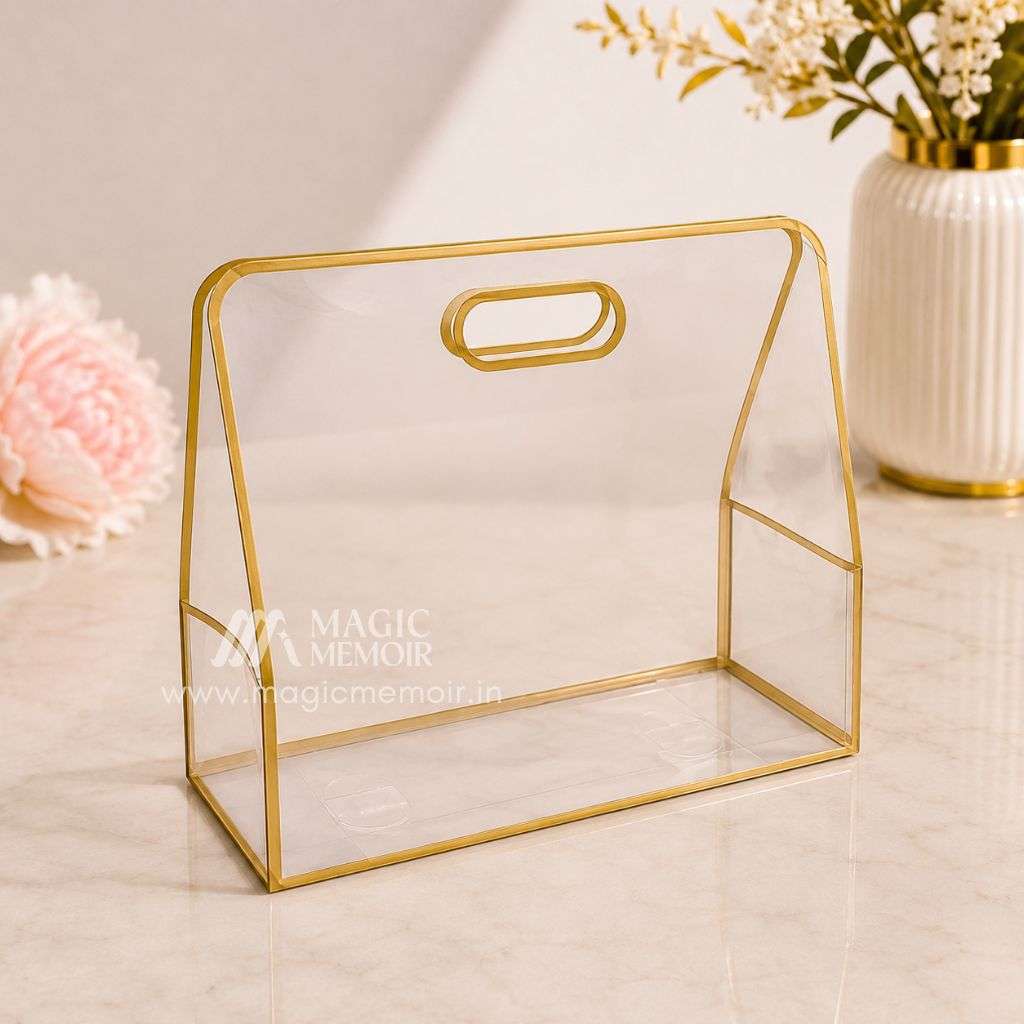 Transparent PVC Hamper Bag 12x12" - Gold