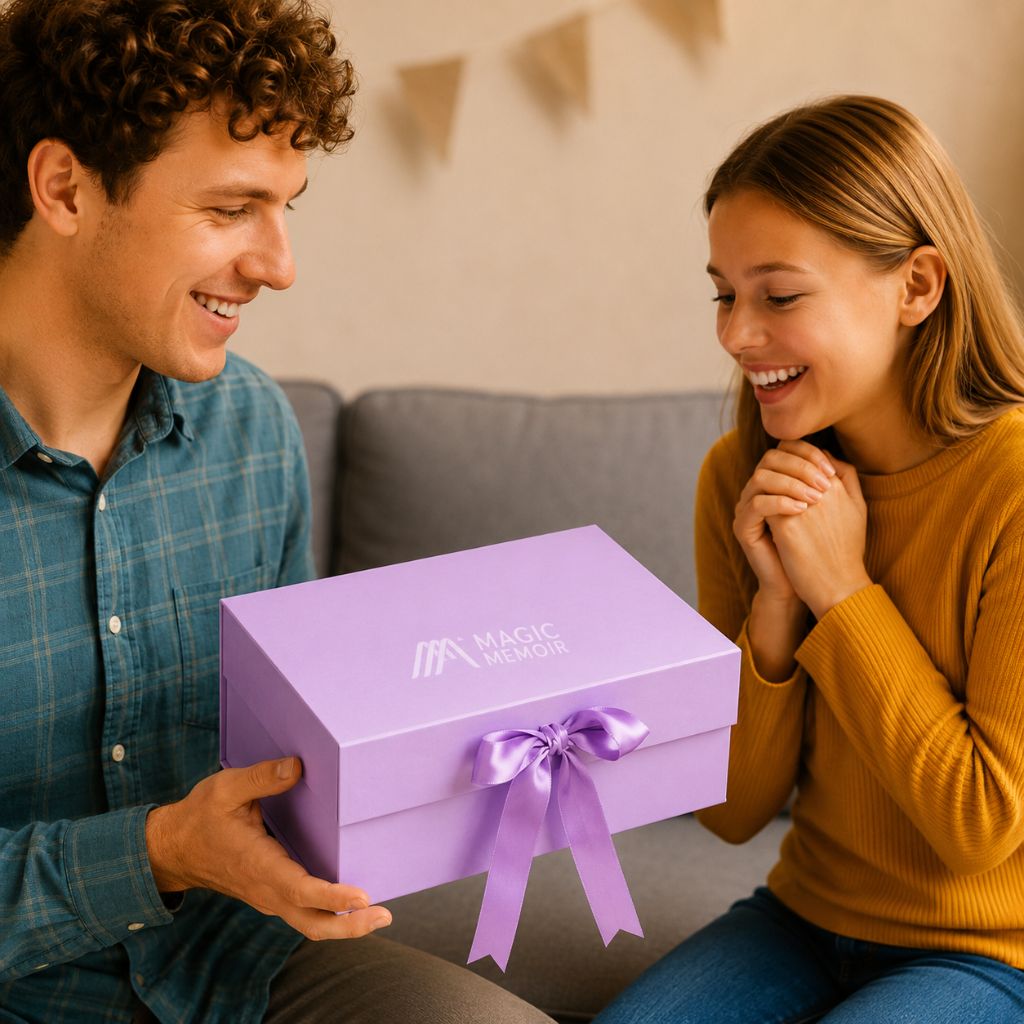 Ribbon Box Plain 10x8x4" - Purple
