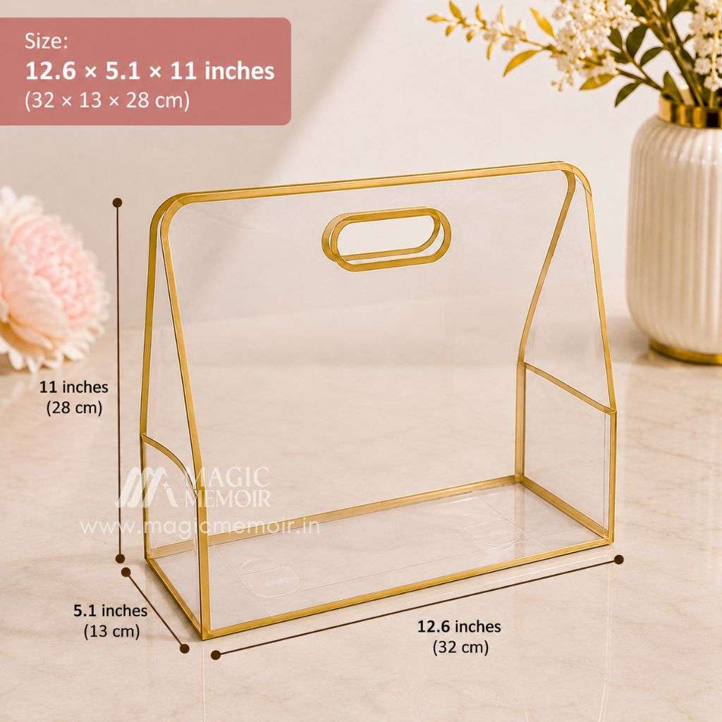 Transparent PVC Hamper Bag 12x12" - Gold