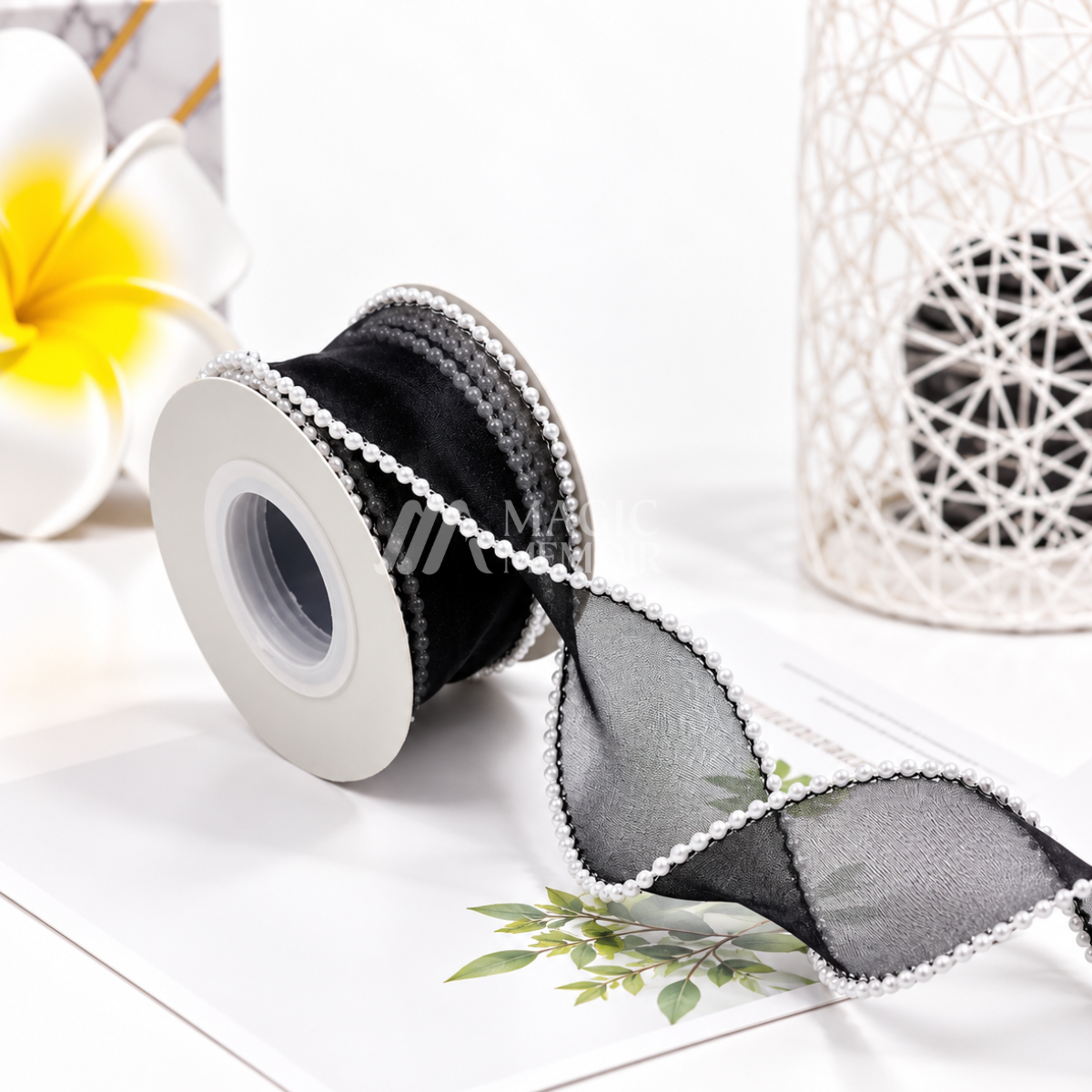 Pearl Ribbon 1.5" 5 Meters - Black