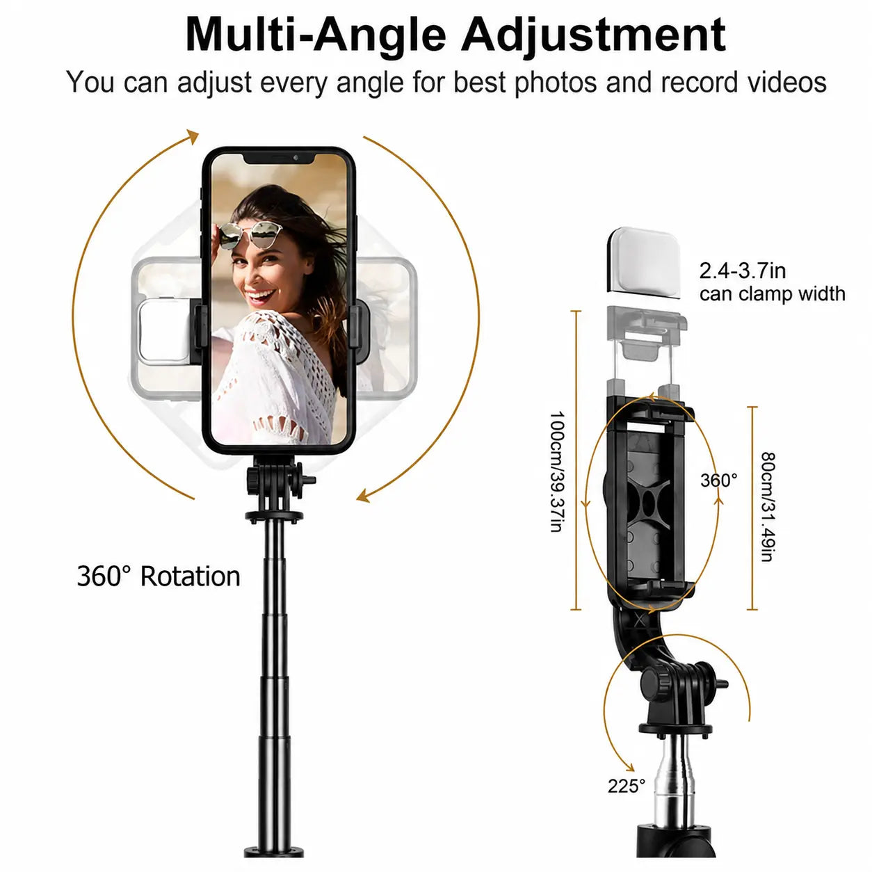 R15 Foldable Bluetooth Selfie Stick Tripod with LED Fill Light