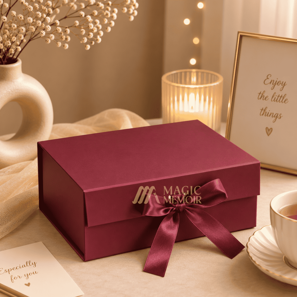 Ribbon Box Plain 10x8x4" - Brown