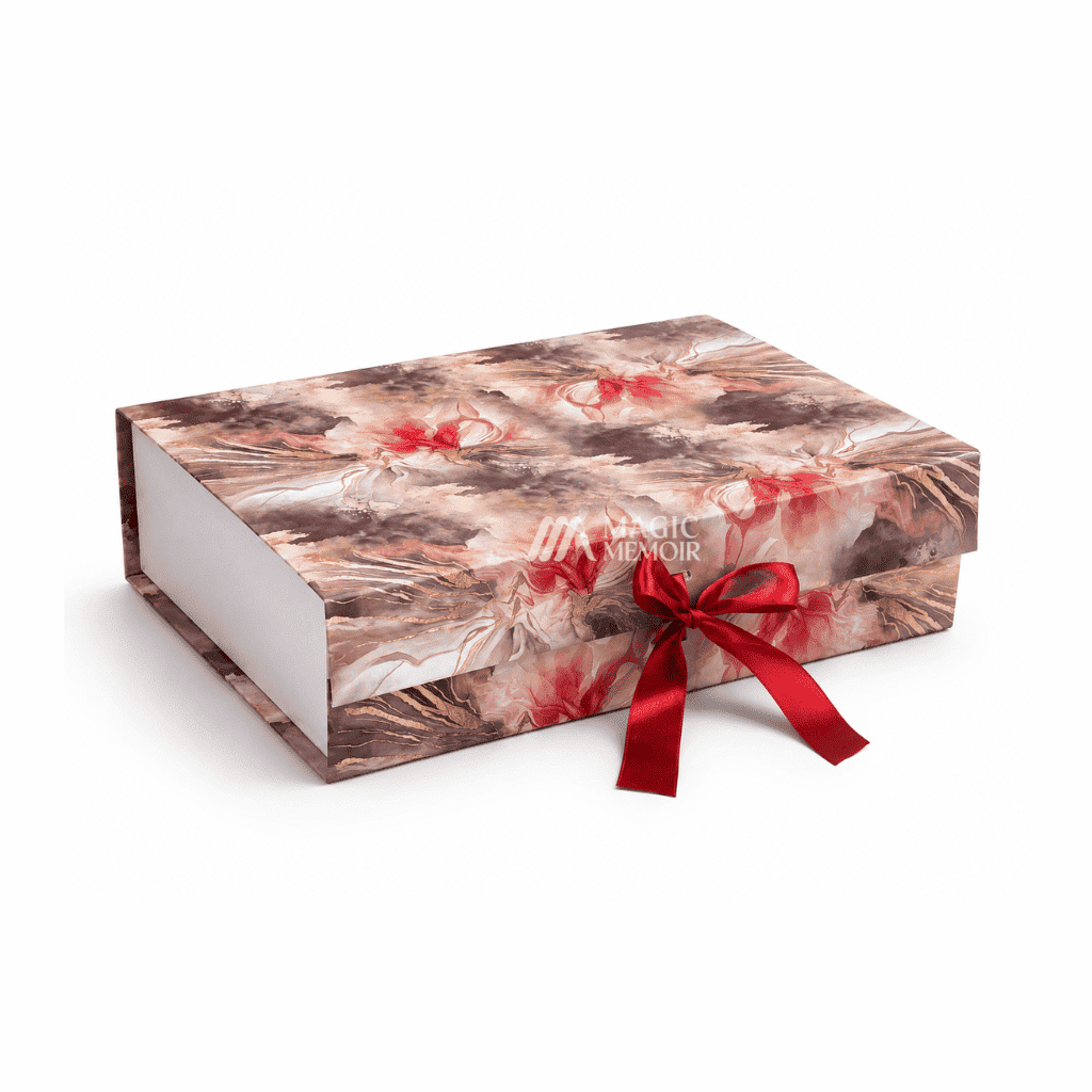 Ribbon Box 14x10x4" - Printed Marble - Magic Memoir