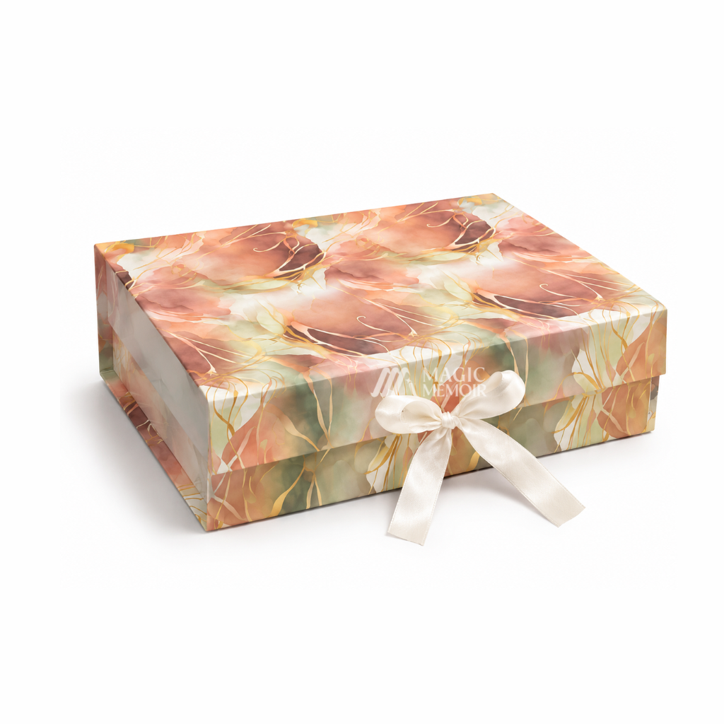 Ribbon Box 14x10x4" - Printed Marble