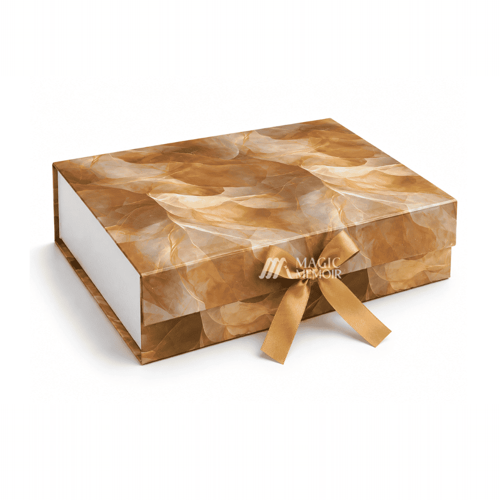 Ribbon Box 14x10x4" - Printed Marble - Magic Memoir