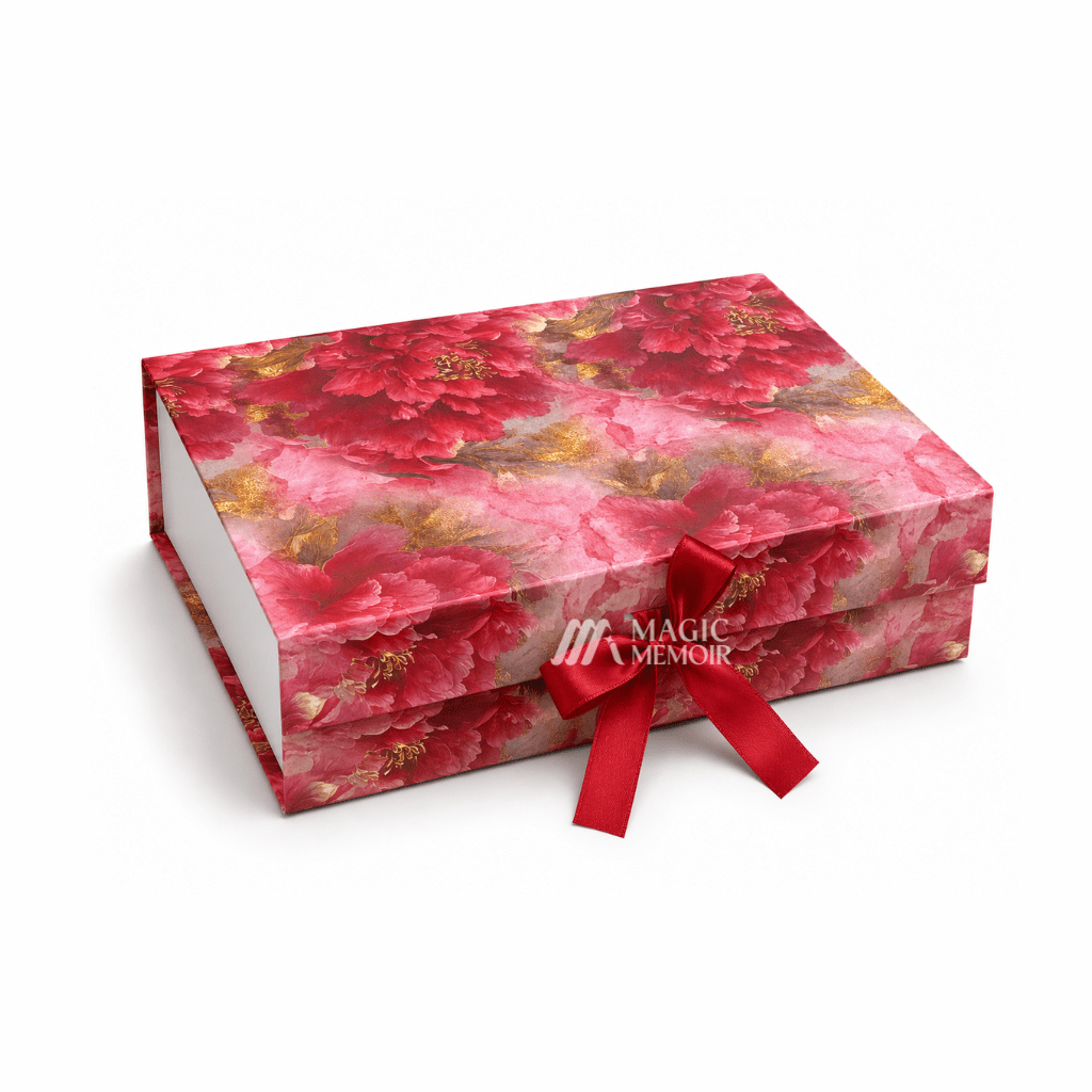 Ribbon Box 14x10x4" - Printed Marble - Magic Memoir