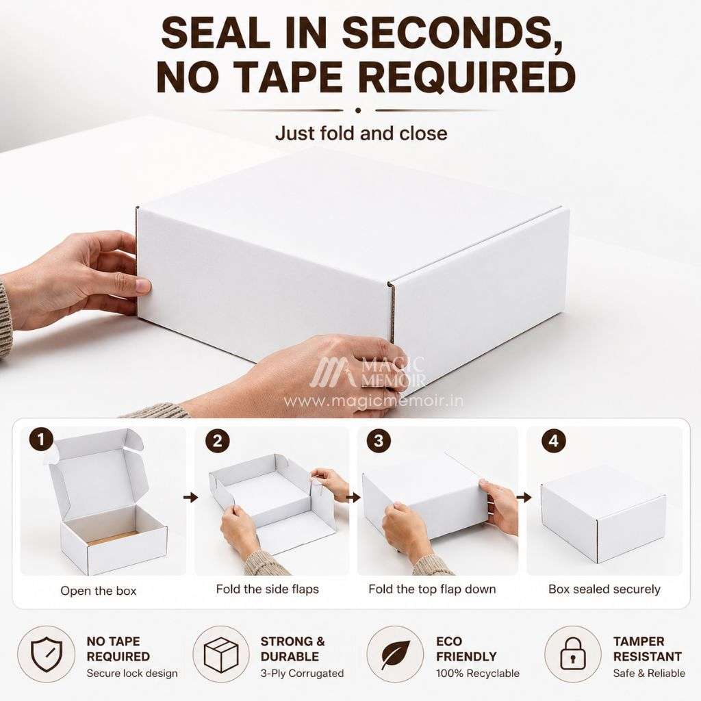 Corrugated Box White - 4x4x1.5 Inches