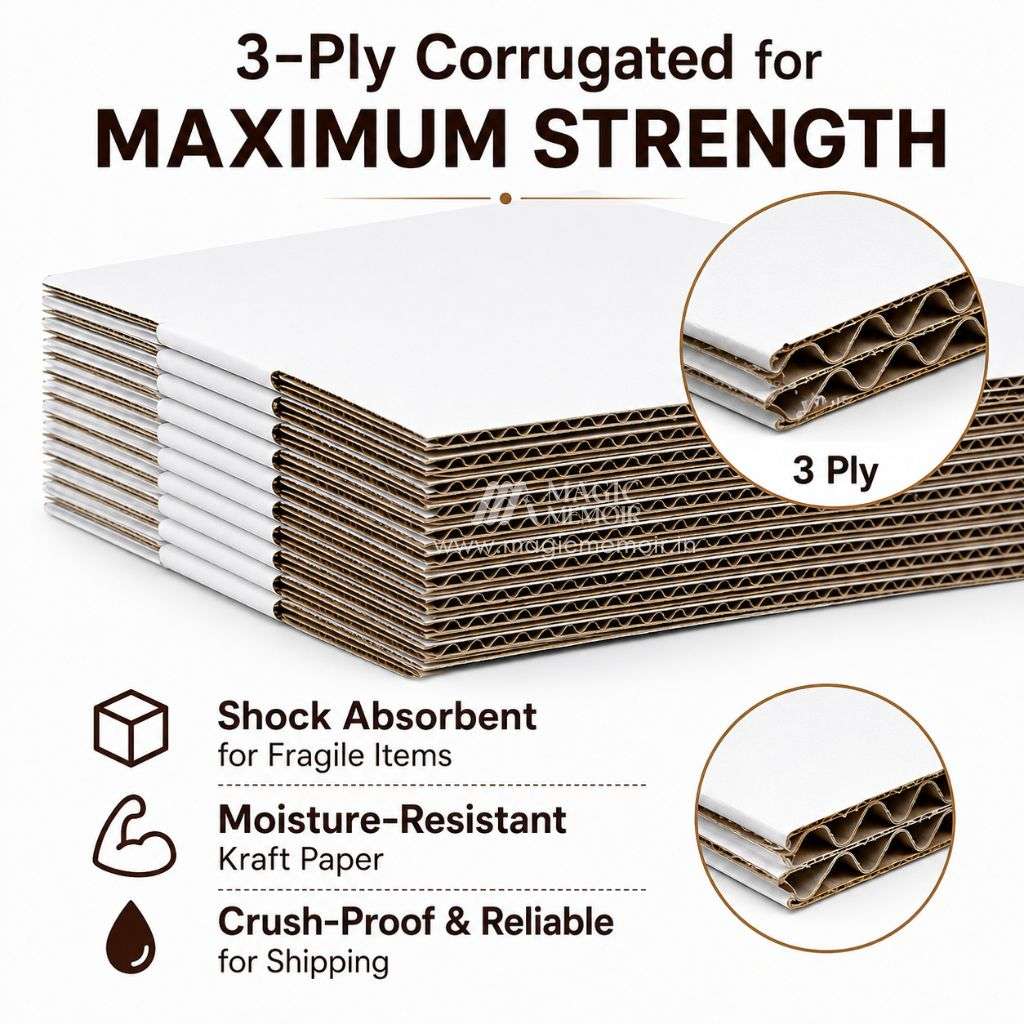 Corrugated Box White - 4x4x1.5 Inches